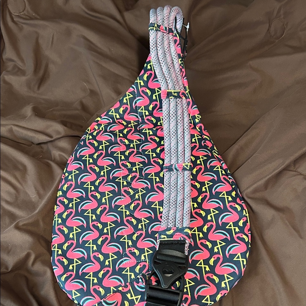 Kavu Flamingo Pattern Rope Bag - Pink, Yellow & Black - Picture 4 of 7
